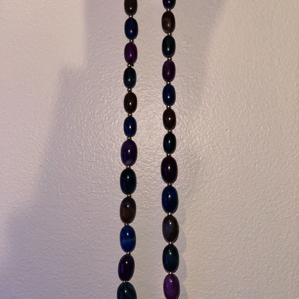 Purple and Blue Beaded Necklace